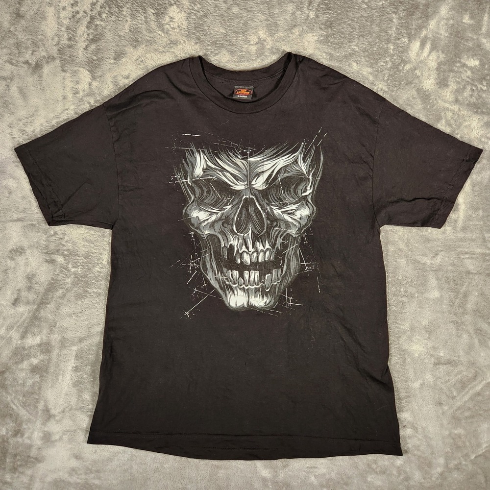 Hot Leathers Graphic Shirt Mens XL Black Excellent Skull Biker Short Sleeve Tee